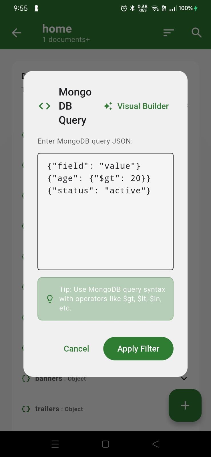 Mobile query editor with syntax highlighting