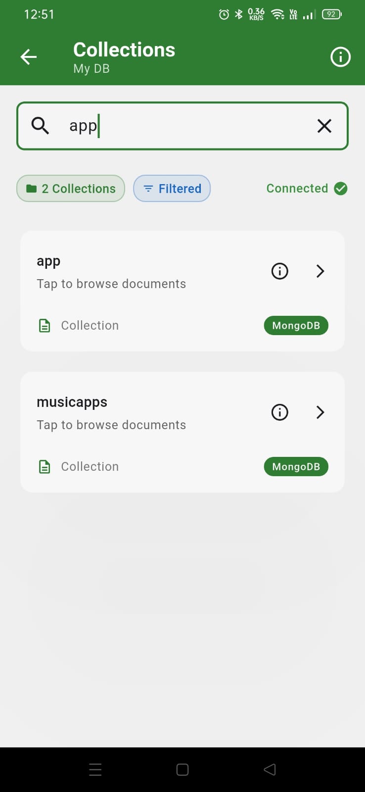 Database explorer mobile interface
